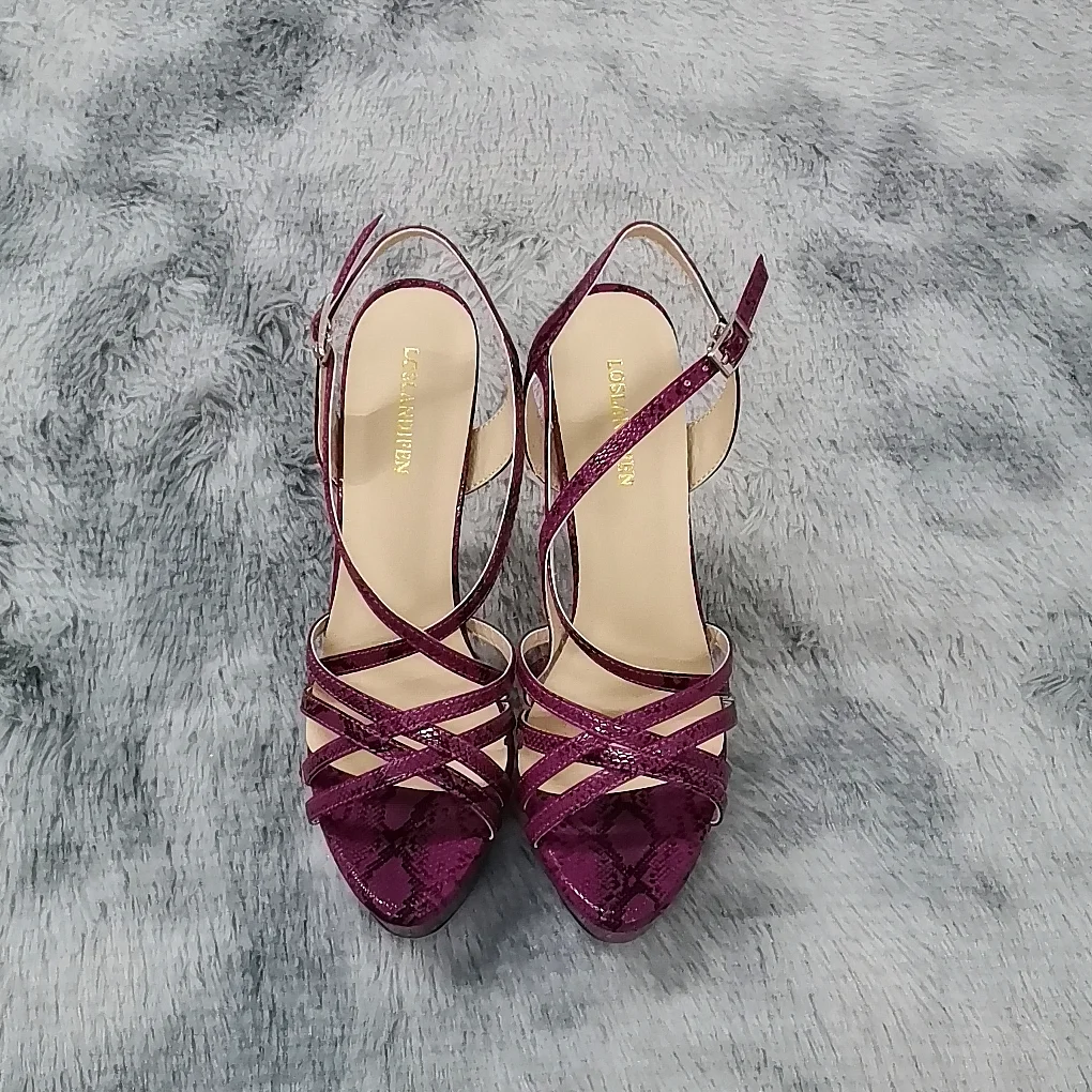 Women Sandals NEW 14CM Open Toe Platform High Heels Snake Pattern Sexy Ankle Strap Sandal Gladiator Party Dress Woman Shoes