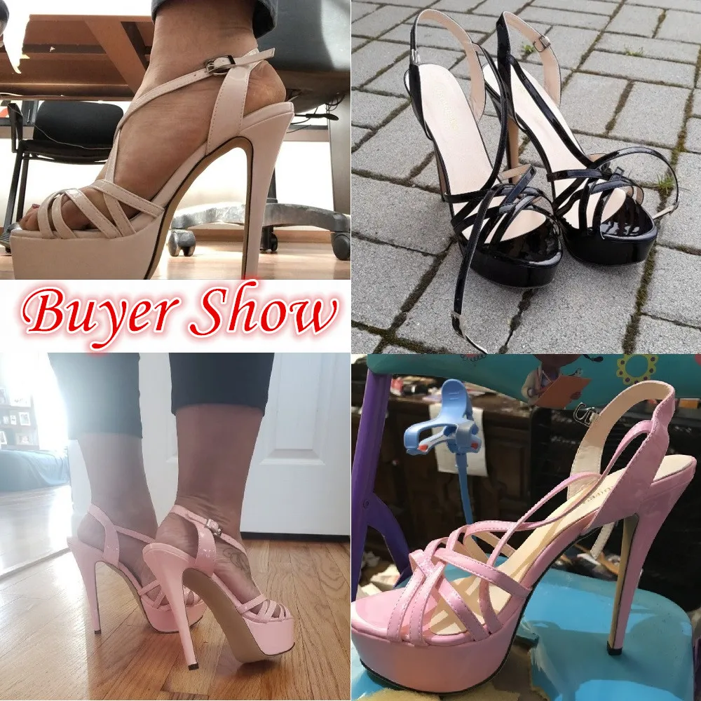 Women Sandals NEW 14CM Open Toe Platform High Heels Snake Pattern Sexy Ankle Strap Sandal Gladiator Party Dress Woman Shoes