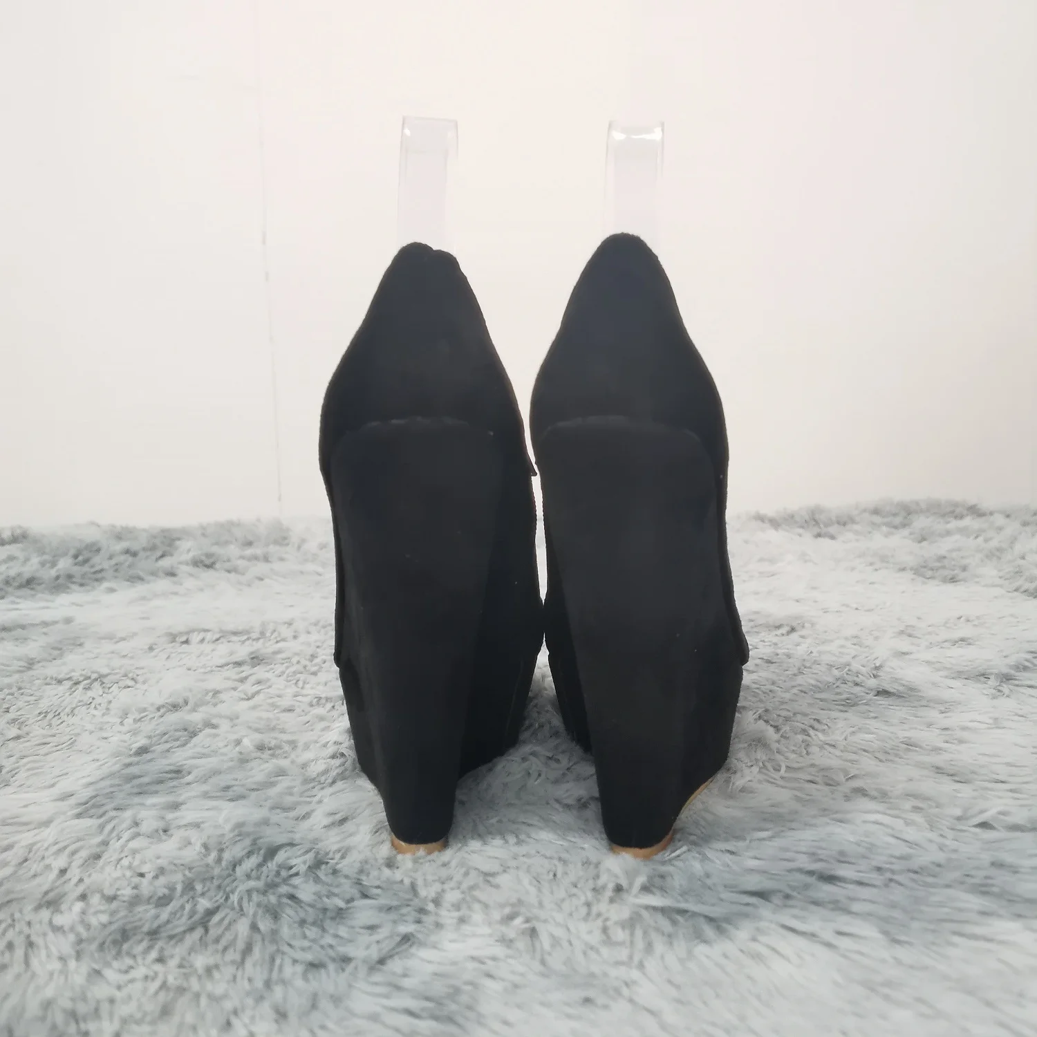 Women Boots Autumn Winter 14cm Super High Short Boots Wedges Platform Round Toes High Heels Flock Fashion Casual Shoes Plus Size Women Boots Autumn Winter 14cm Super High Short Boots Wedges Platform Round Toes High Heels Flock Fashion Casual Shoes Plus Size