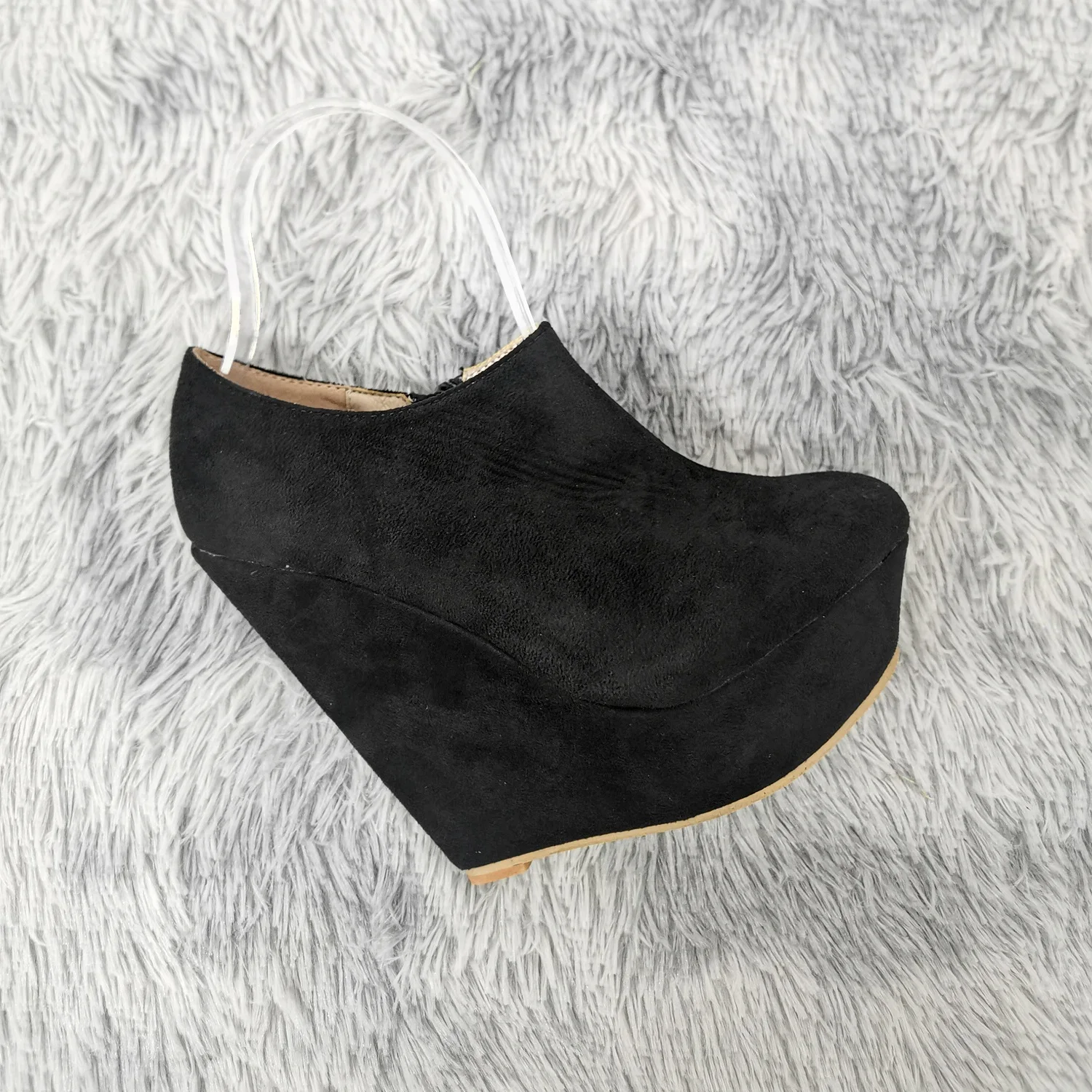 Women Boots Autumn Winter 14cm Super High Short Boots Wedges Platform Round Toes High Heels Flock Fashion Casual Shoes Plus Size Women Boots Autumn Winter 14cm Super High Short Boots Wedges Platform Round Toes High Heels Flock Fashion Casual Shoes Plus Size