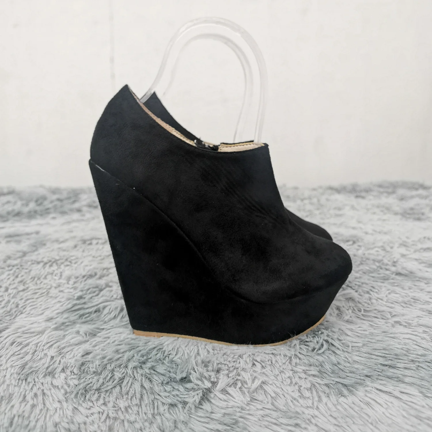 Women Boots Autumn Winter 14cm Super High Short Boots Wedges Platform Round Toes High Heels Flock Fashion Casual Shoes Plus Size Women Boots Autumn Winter 14cm Super High Short Boots Wedges Platform Round Toes High Heels Flock Fashion Casual Shoes Plus Size