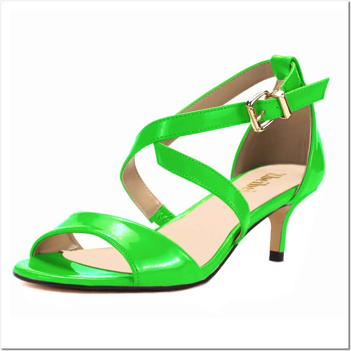 Women Sandals Pumps Sexy 5cm Thin High Heels Open Toe Summer Casual Buckle Strap Sandal Patent Leather Party Wedding Shoes