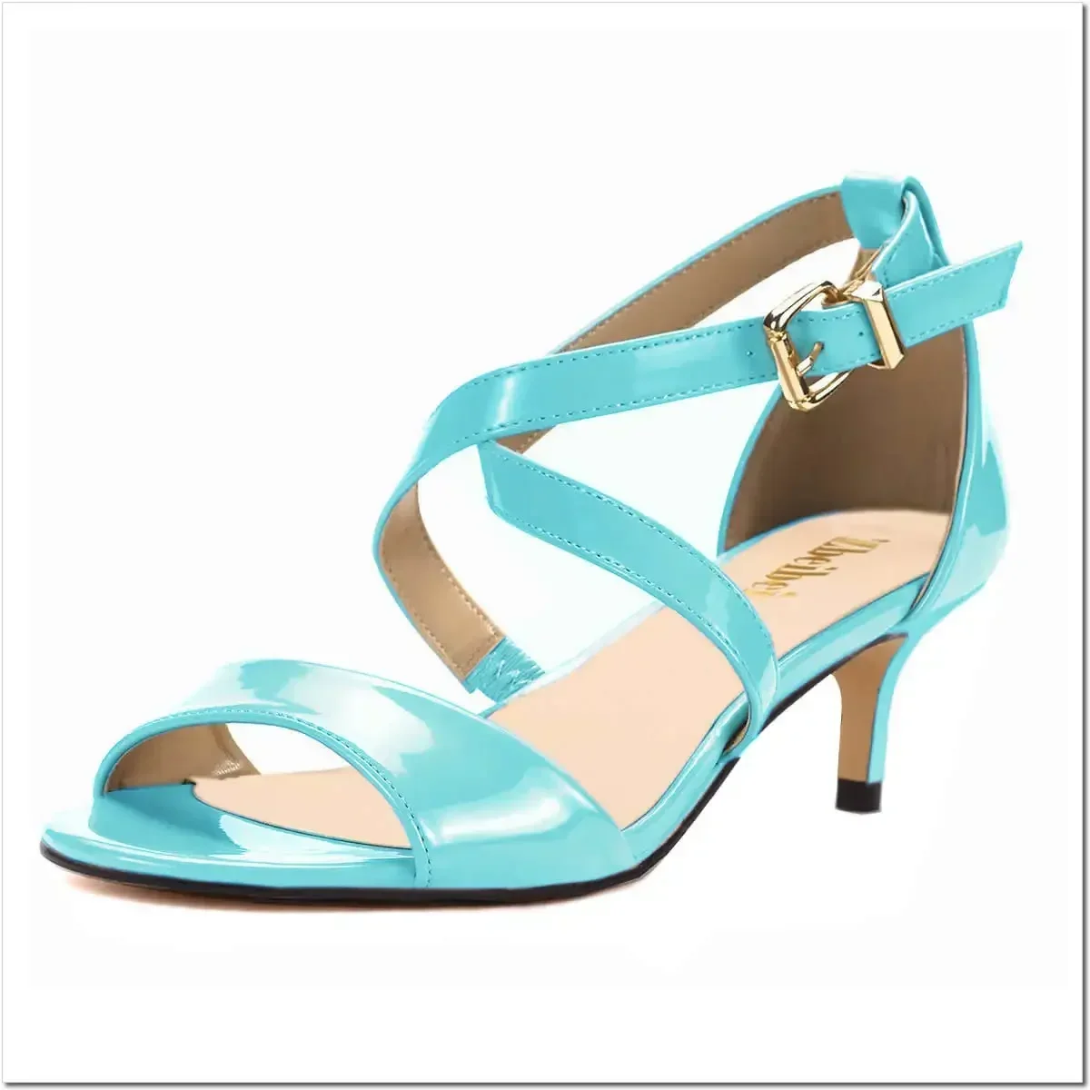 Women Sandals Pumps Sexy 5cm Thin High Heels Open Toe Summer Casual Buckle Strap Sandal Patent Leather Party Wedding Shoes