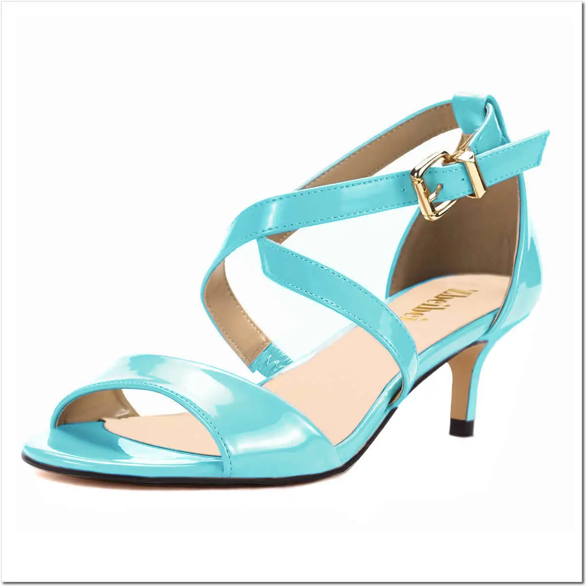 Women Sandals Pumps Sexy 5cm Thin High Heels Open Toe Summer Casual Buckle Strap Sandal Patent Leather Party Wedding Shoes