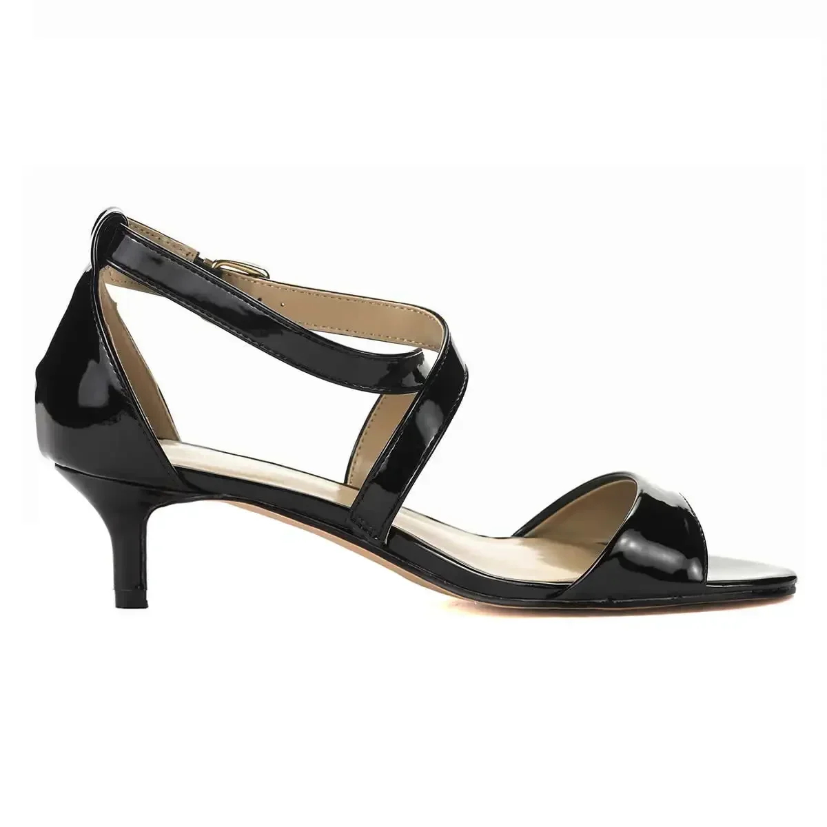 Women Sandals Pumps Sexy 5cm Thin High Heels Open Toe Summer Casual Buckle Strap Sandal Patent Leather Party Wedding Shoes