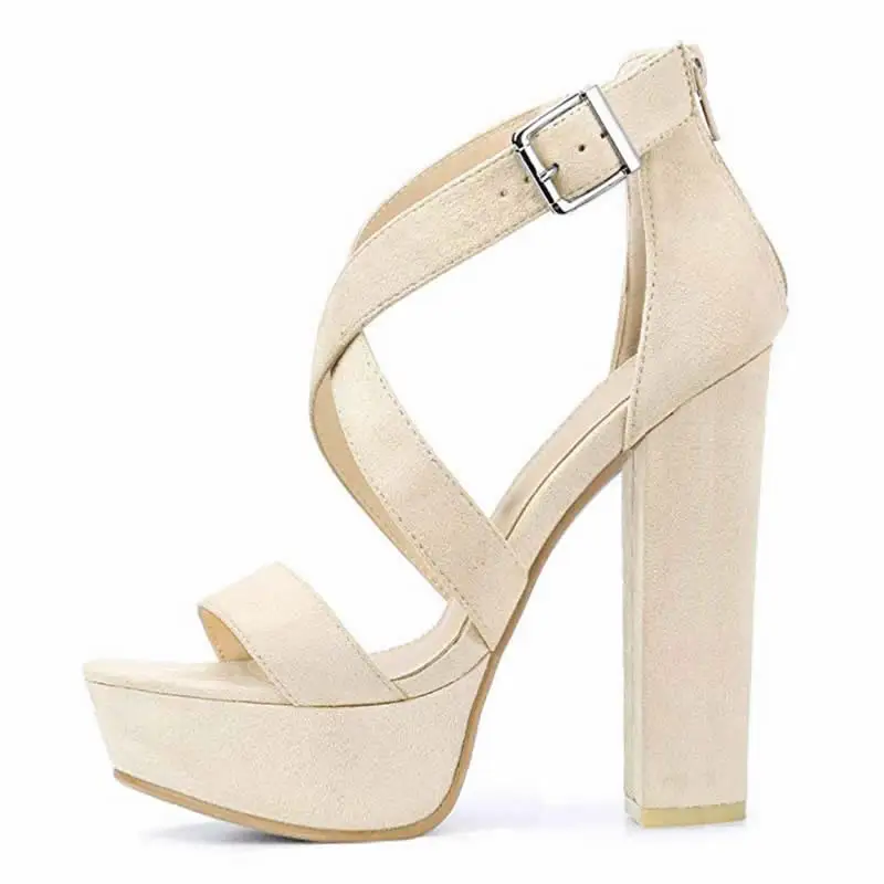 Women Sandals 2026 Summer Sexy 14cm Open Toe Thick High Heels Chunky Cross Strap Buckle Platform Pumps Dress Party Wedding Shoes Women Sandals 2026 Summer Sexy 14cm Open Toe Thick High Heels Chunky Cross Strap Buckle Platform Pumps Dress Party Wedding Shoes