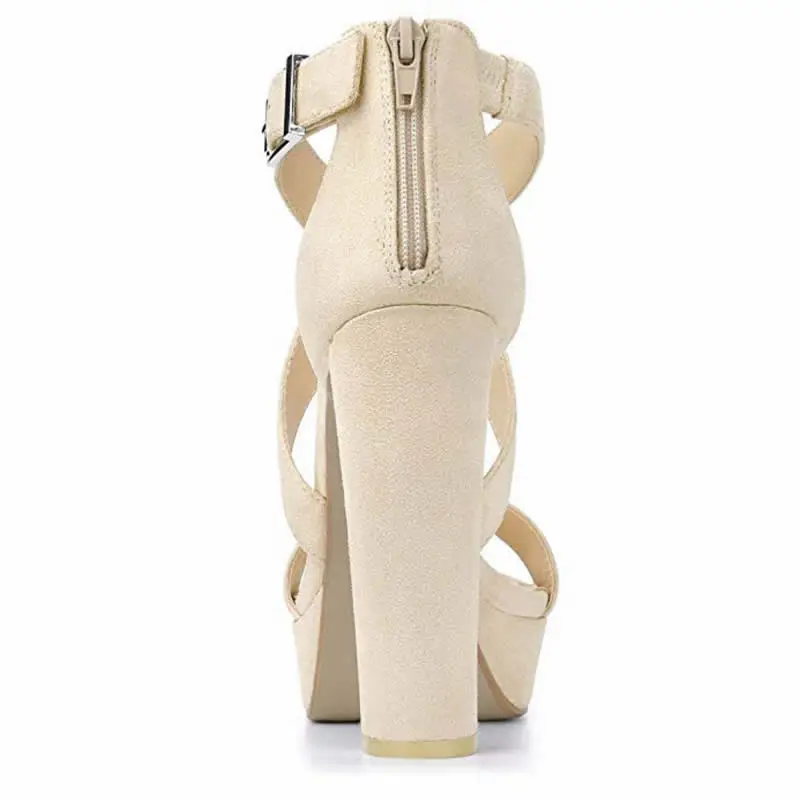 Women Sandals 2026 Summer Sexy 14cm Open Toe Thick High Heels Chunky Cross Strap Buckle Platform Pumps Dress Party Wedding Shoes Women Sandals 2026 Summer Sexy 14cm Open Toe Thick High Heels Chunky Cross Strap Buckle Platform Pumps Dress Party Wedding Shoes