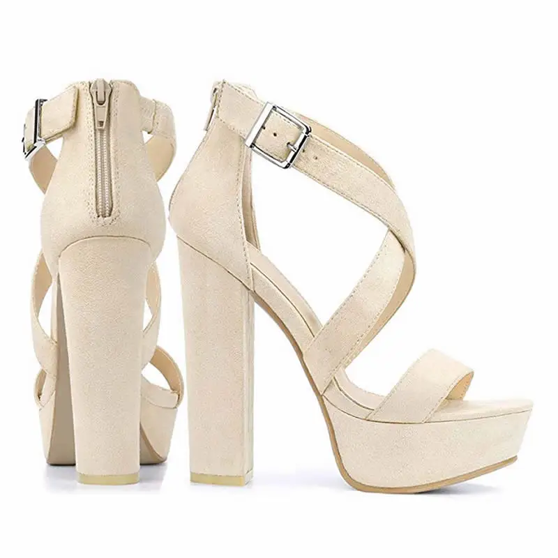 Women Sandals 2026 Summer Sexy 14cm Open Toe Thick High Heels Chunky Cross Strap Buckle Platform Pumps Dress Party Wedding Shoes Women Sandals 2026 Summer Sexy 14cm Open Toe Thick High Heels Chunky Cross Strap Buckle Platform Pumps Dress Party Wedding Shoes