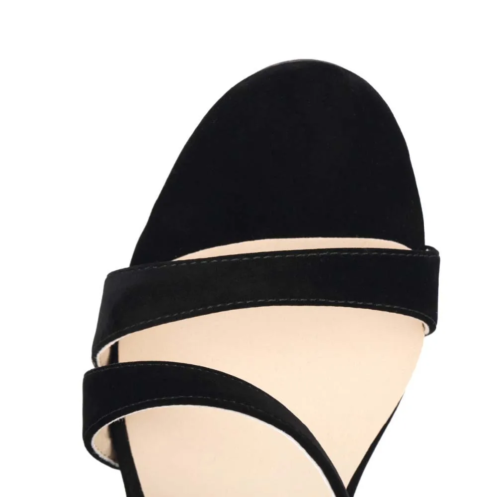 2026 New Women Sandals Sexy Open Toe Ankle Straps High Heels Stilettos Suede Wedding Shoes 11CM Thin  Sandalias 102-8VE