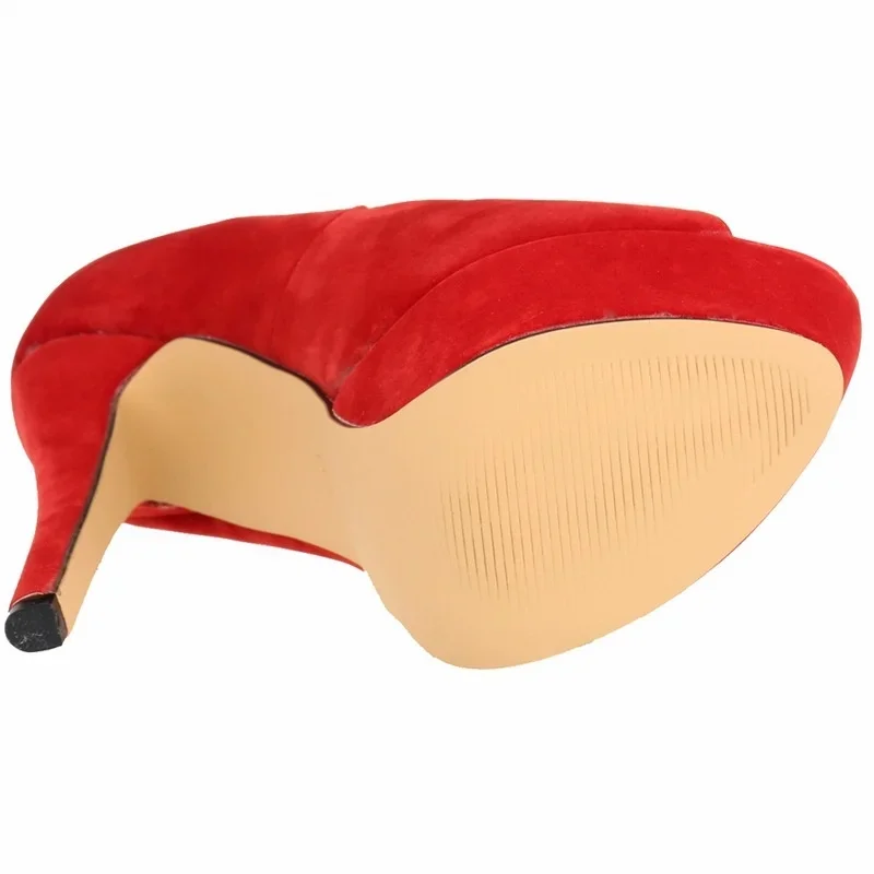 2026 Women Pumps Stilettos Fashion Sexy High Heels Peep Toe Velvet Pump Platform Lady Party Club Red Wedding Shoes Large Size 44 2026 Women Pumps Stilettos Fashion Sexy High Heels Peep Toe Velvet Pump Platform Lady Party Club Red Wedding Shoes Large Size 44