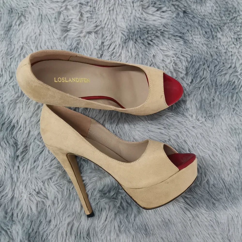 2026 Women Pumps Stilettos Fashion Sexy High Heels Peep Toe Velvet Pump Platform Lady Party Club Red Wedding Shoes Large Size 44 2026 Women Pumps Stilettos Fashion Sexy High Heels Peep Toe Velvet Pump Platform Lady Party Club Red Wedding Shoes Large Size 44