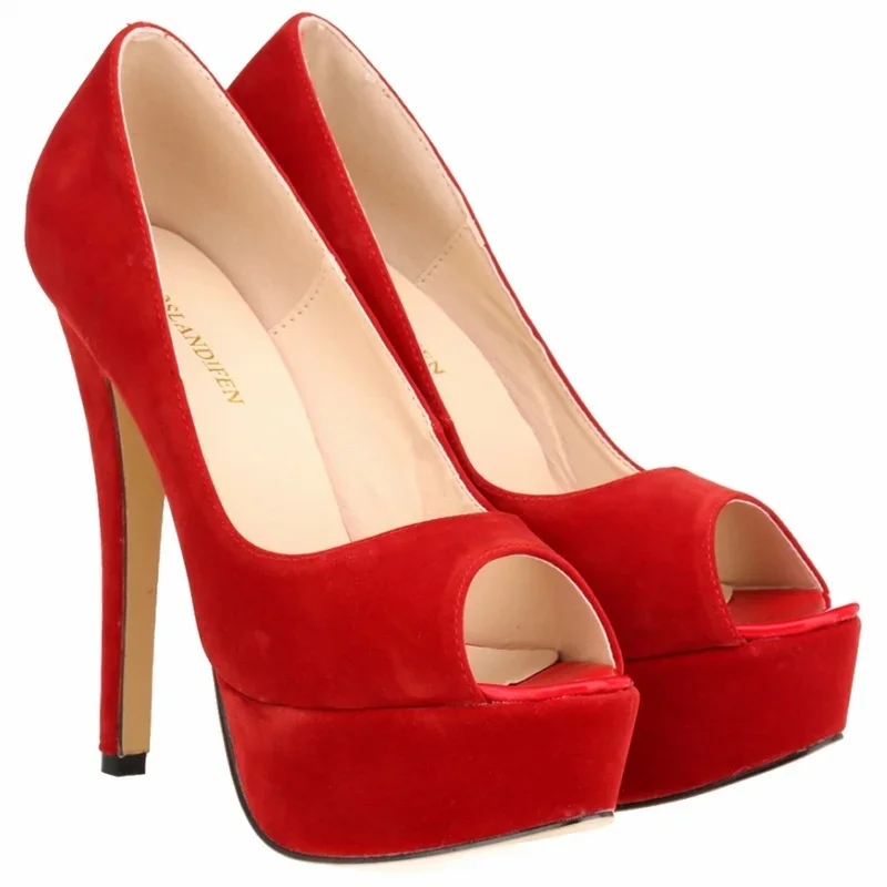 2026 Women Pumps Stilettos Fashion Sexy High Heels Peep Toe Velvet Pump Platform Lady Party Club Red Wedding Shoes Large Size 44 2026 Women Pumps Stilettos Fashion Sexy High Heels Peep Toe Velvet Pump Platform Lady Party Club Red Wedding Shoes Large Size 44