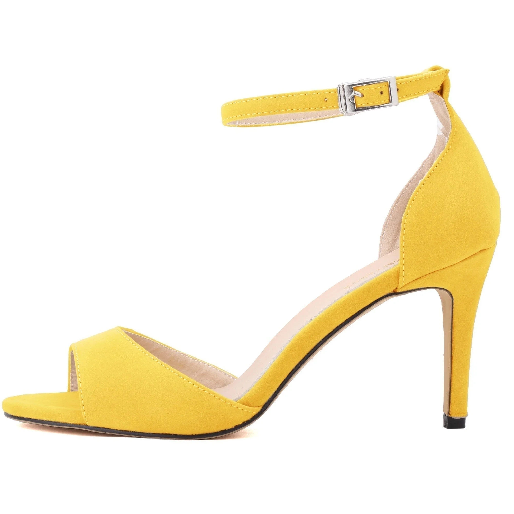 Women Sandals Summer Faux Velvet Ankle Strap High Heels Sandal Party Sexy 9cm Heels Apricot Black Party Dress Wedding Shoes