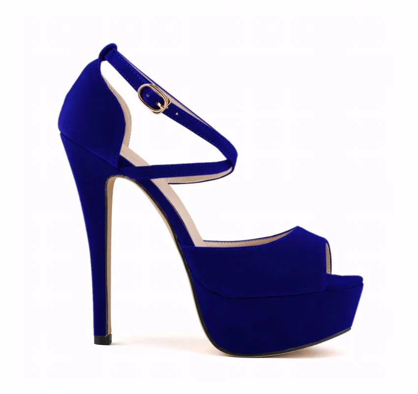 Women Platform Sandals Sexy Pumps 2026 Summer 14cm High Heels Peep Toe Ankle Strap Stilettos Black Red Wedding Shoes Large Size