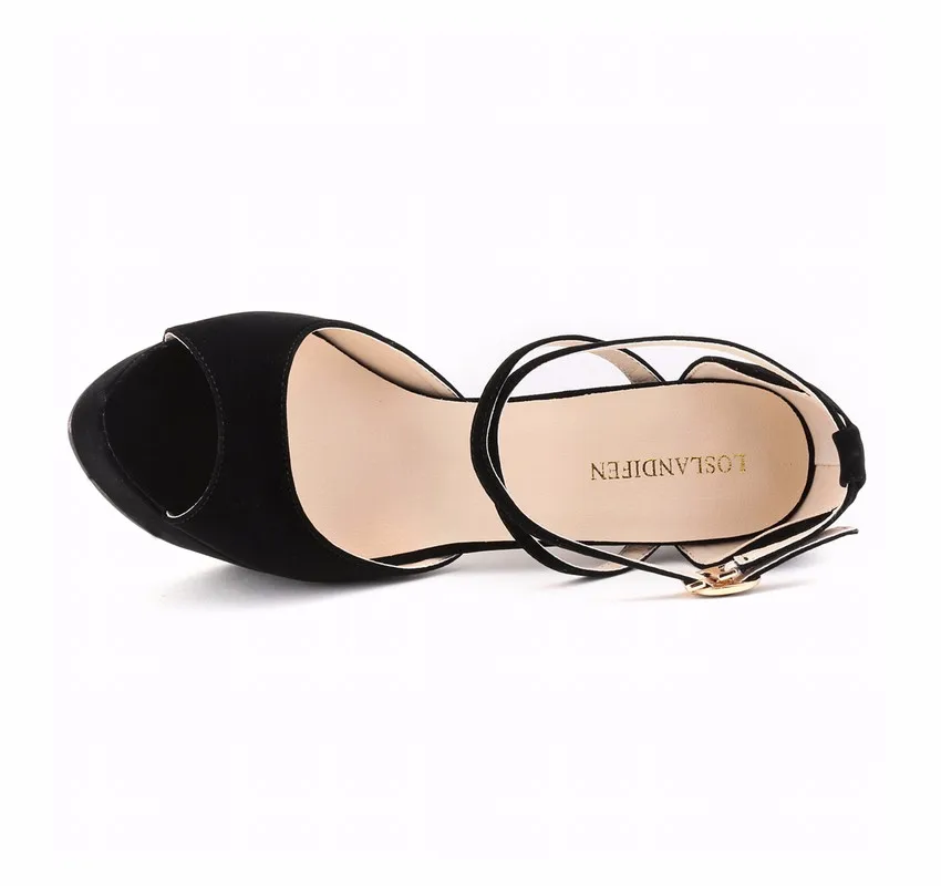 Women Platform Sandals Sexy Pumps 2026 Summer 14cm High Heels Peep Toe Ankle Strap Stilettos Black Red Wedding Shoes Large Size