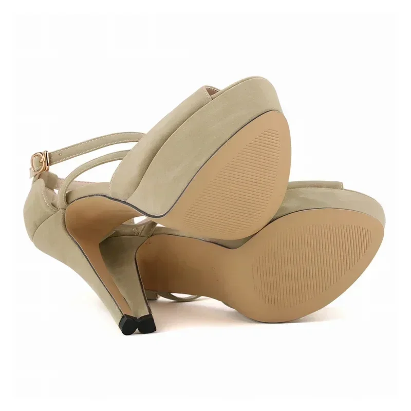 Women Platform Sandals Sexy Pumps 2026 Summer 14cm High Heels Peep Toe Ankle Strap Stilettos Black Red Wedding Shoes Large Size