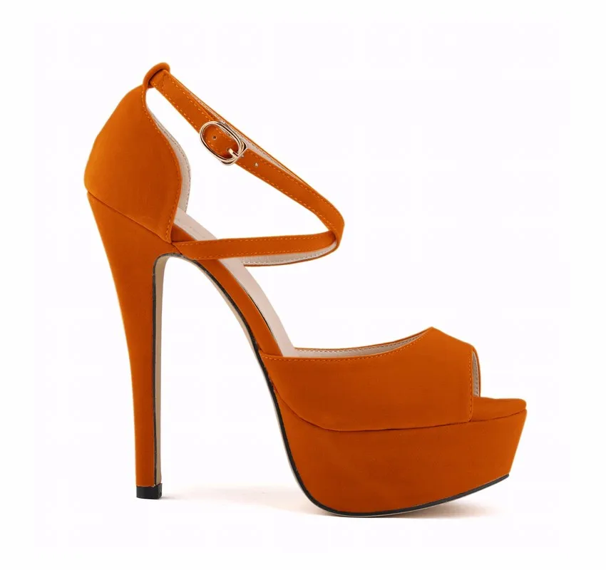 Women Platform Sandals Sexy Pumps 2026 Summer 14cm High Heels Peep Toe Ankle Strap Stilettos Black Red Wedding Shoes Large Size