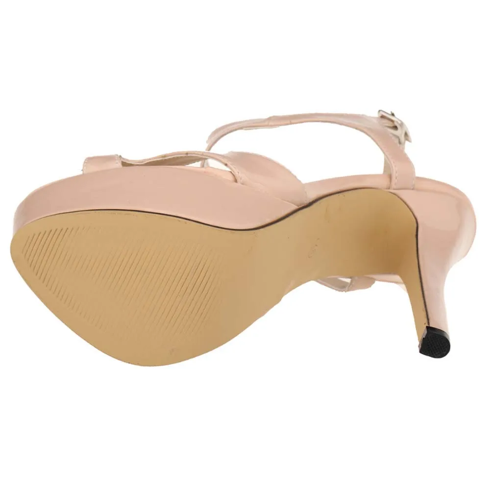 2026 New Women Sandals 14cm Sexy T-Strap Peep Toe Platform Summer Red Wedding Shoes Patent Leather Thin High Heels Big Size 44