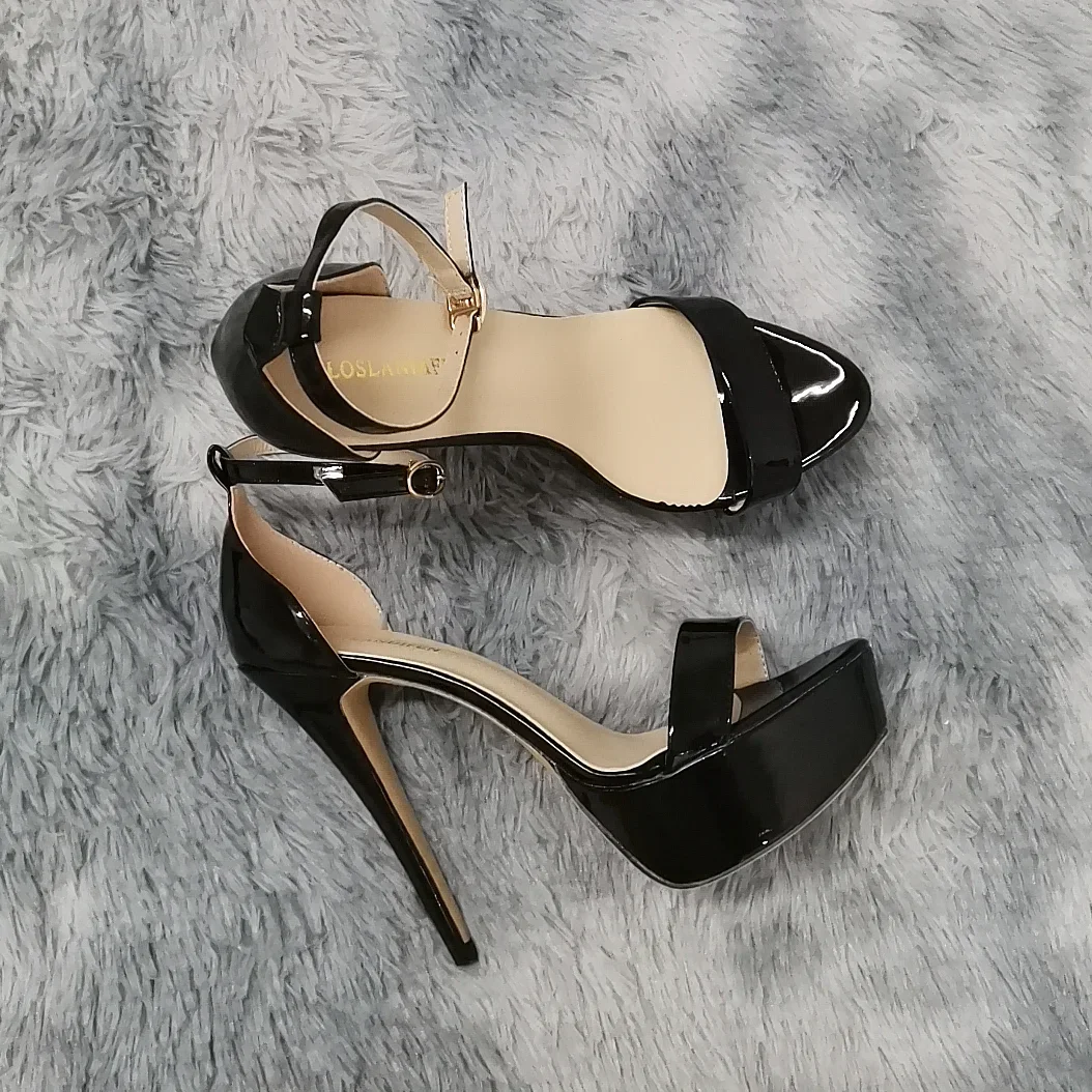 LOSLANDIFEN Women Sandals Sexy Open Toes 14cm Supper High Heels Peep Toes Platform Stilettos Party Wedding Shoes Plus Size 43 44