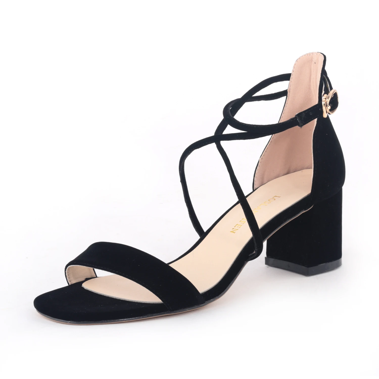 Women Sandals Fashion Sexy 5cm Low Heels Velvet Stripe Ankle Strap Sandals Office Pumps Thick High Heels Red Wedding Shoes