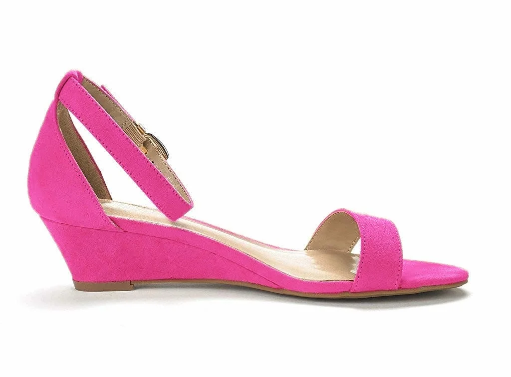 2026 Summer Women Platform Wedge Sandals Simple Style Casual Pointed Toe 3cm Low High Heels Velvet Party Dress Wedding Shoes