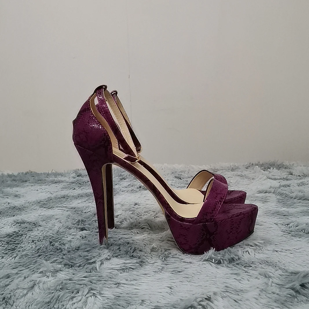 2026 New Women Sandals Sexy Snake pattern Open Toes 14cm Supper High Heels Patent Leather Nighclub Platform Party Wedding Shoes