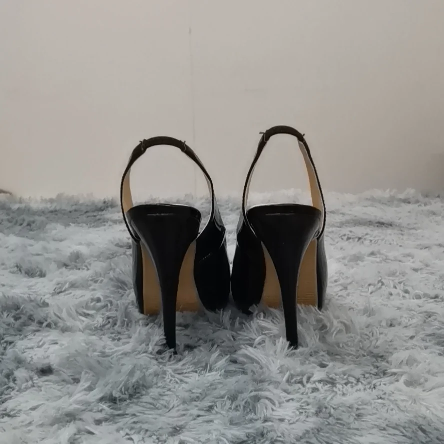 Women Pumps Fashion 12cm Sexy Open Toe Thin Heel Patent Leather Platform High Heels Gladiator Party Dress Wedding Shoes