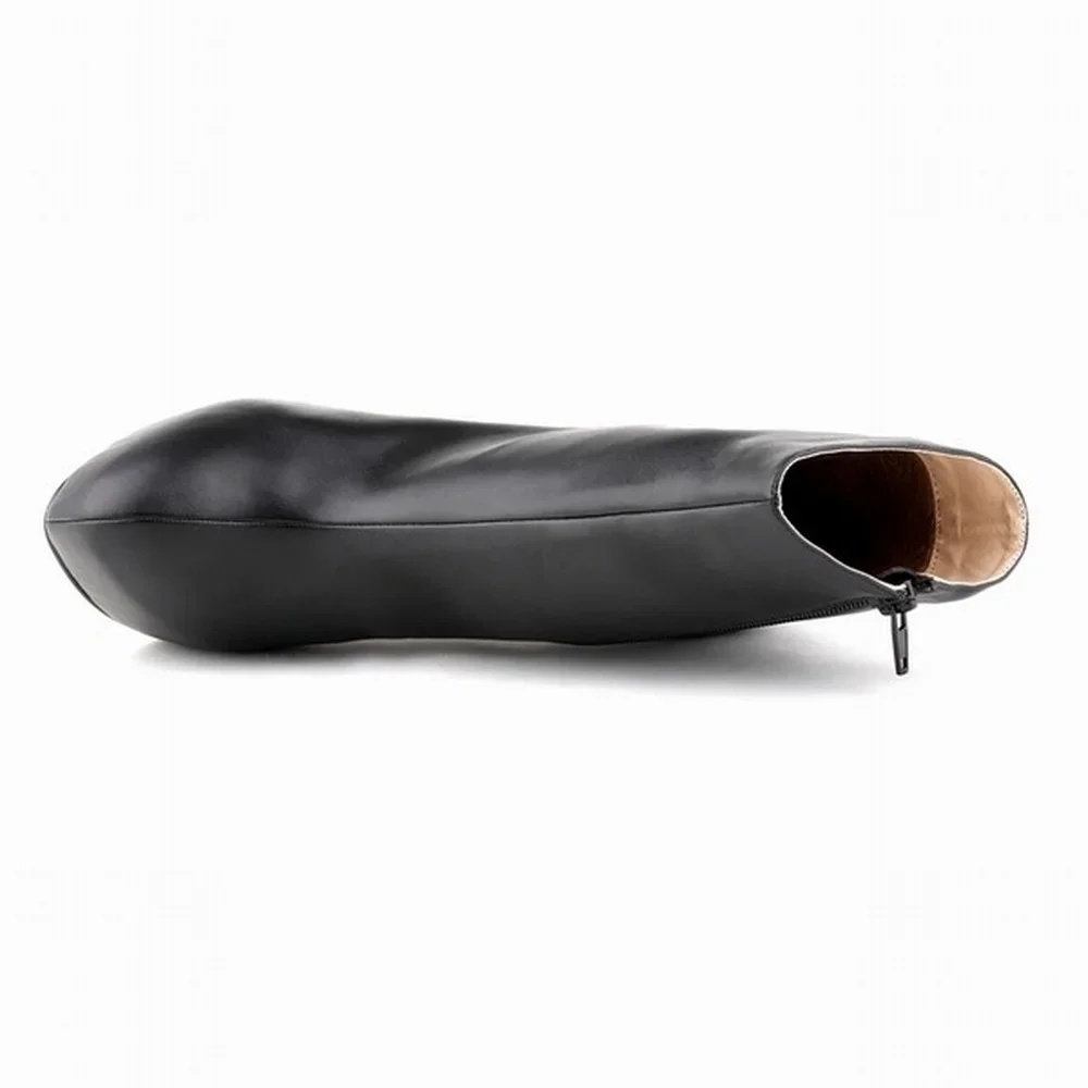 Women Boots Autumn Winter Fashion 14cm Sexy Ankle Boots Leather Pumps Round Toe Platform High Heels Wedding Shoes Plus Size 43