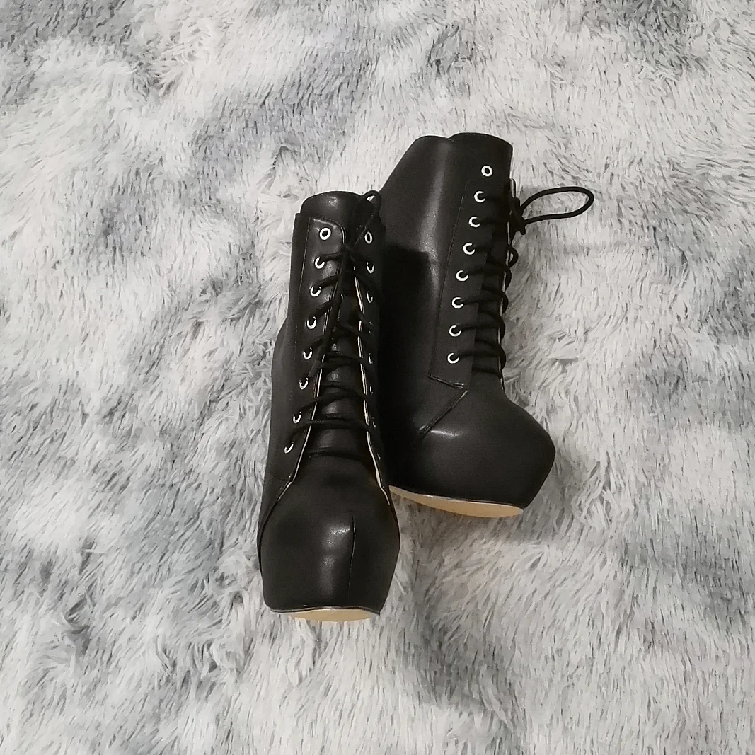 Women Ankle Boots Stilettos Autumn Winter Round Toe Pole Dance Sexy High Heels Pumps Fashion Zip Lace-Up Female Shoes Large Size