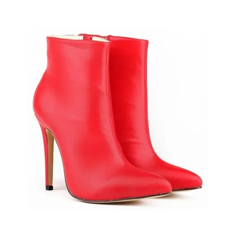 Women Short Boots Pumps Sexy Pointed Toe Side Zipper Super High Heels Stiletto 2026 Female Party Ankle Boot Shoes Botas De Mujer