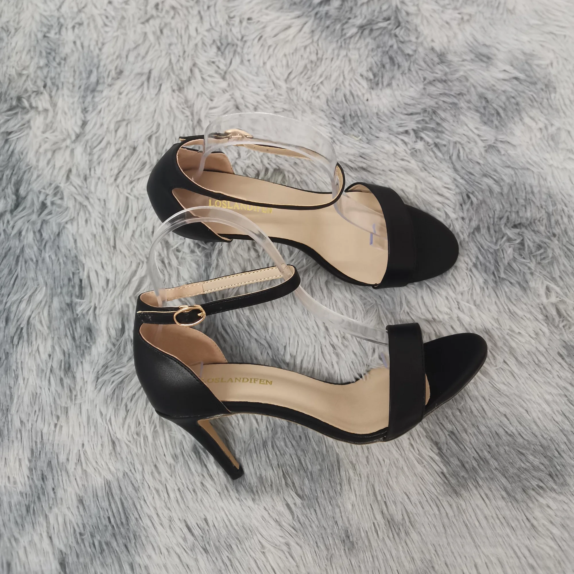 Women Sandals Sexy Open Toe Ankle Strap High Heels Ladies Shoes Buckle 9cm Mid Thin Heel Summer Party Wedding Shoes Plus Size