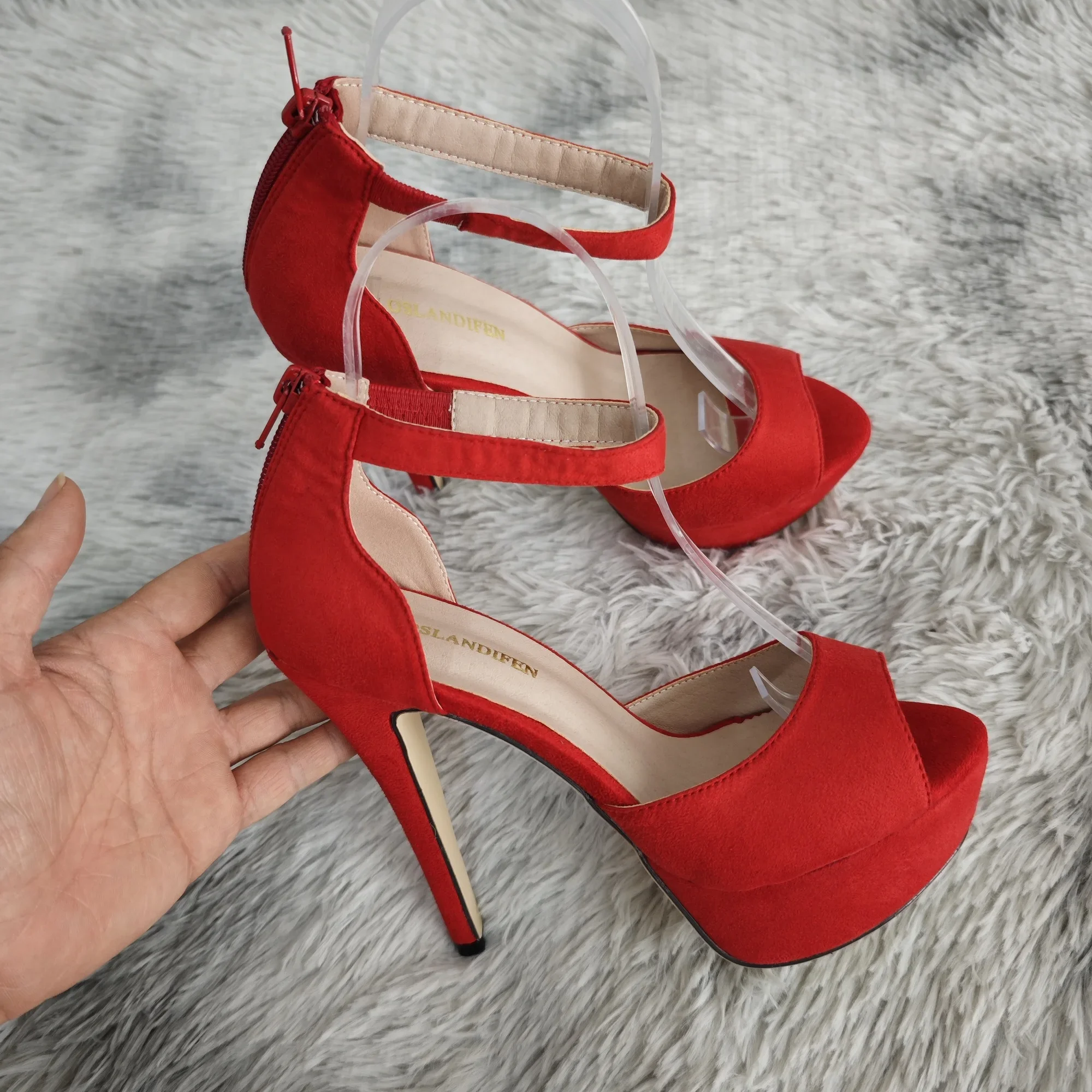 Summer Women Sandals Sexy Pumps Zipper Strap Stripper Pole Dance High Heels Peep Toe Platform Stilettos Lady Party Wedding Shoes