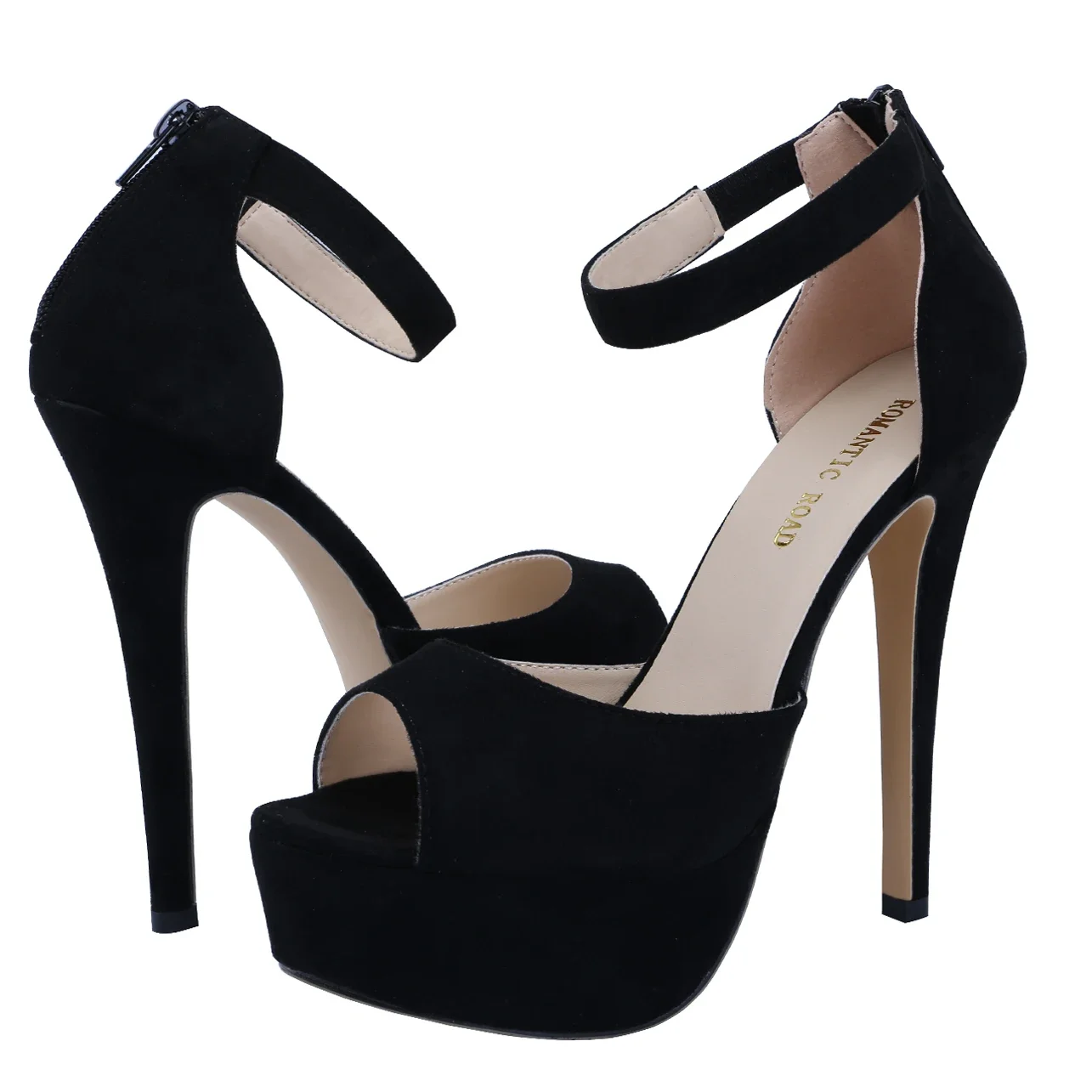 Summer Women Sandals Sexy Pumps Zipper Strap Stripper Pole Dance High Heels Peep Toe Platform Stilettos Lady Party Wedding Shoes