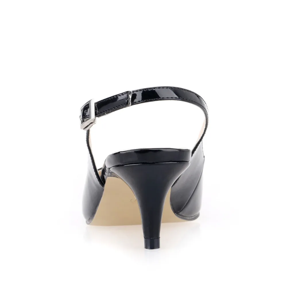 Daily all-match Sandal Shoes Pointed High Heels Large Size Pumps New 6cm Low Casual Back Empty Buckle Red Wedding shoes