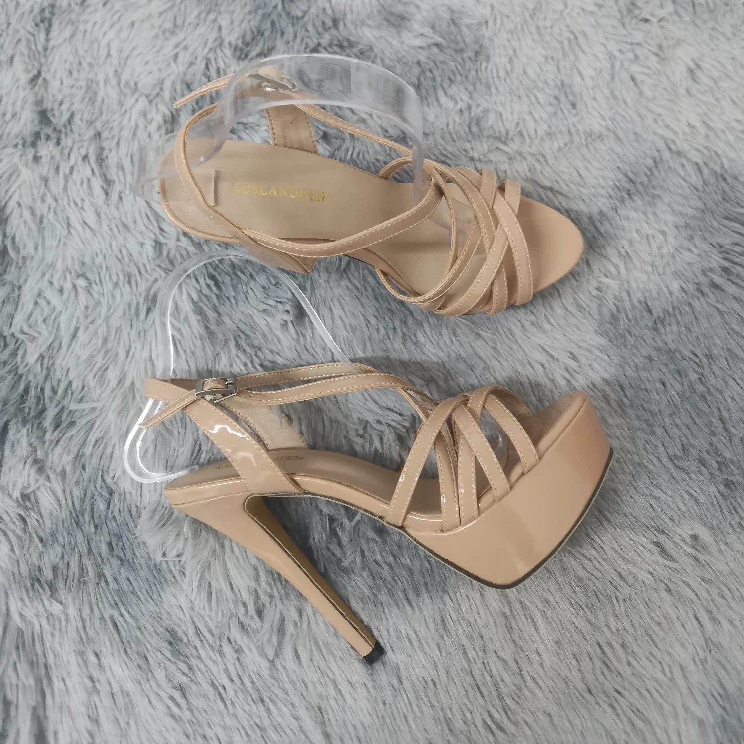 LOSLANDIFEN 2026 NEW 14CM Platform High Heels Sandals Sexy Ankle Strap Open Toe Gladiator Party Dress Women Shoes Plus Size 44