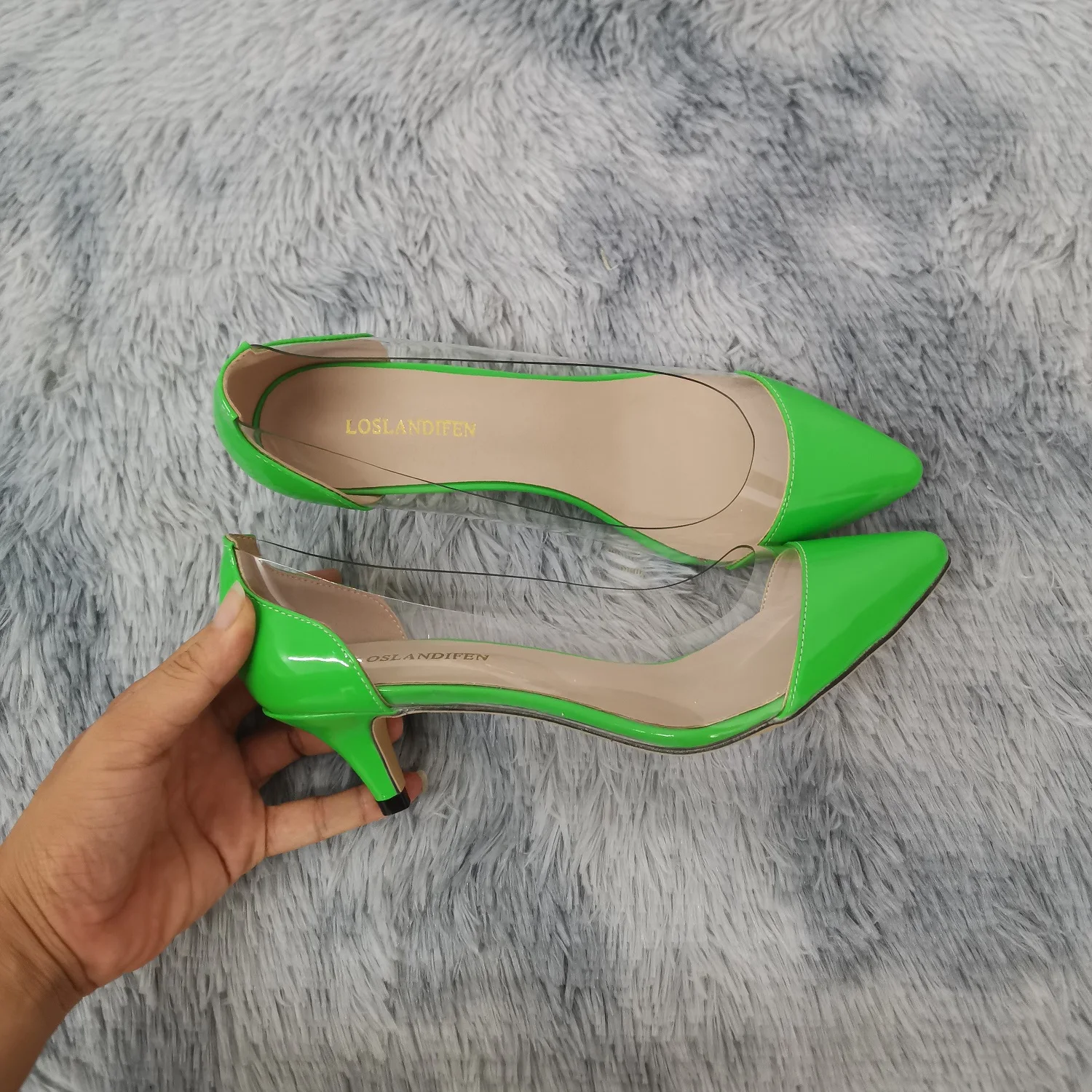 Women Pumps 2026 Spring Autumn Sexy Transparent PVC 5cm Low Heel Fashion Pointed Toe Slip-on High Heels Party Wedding Shoes