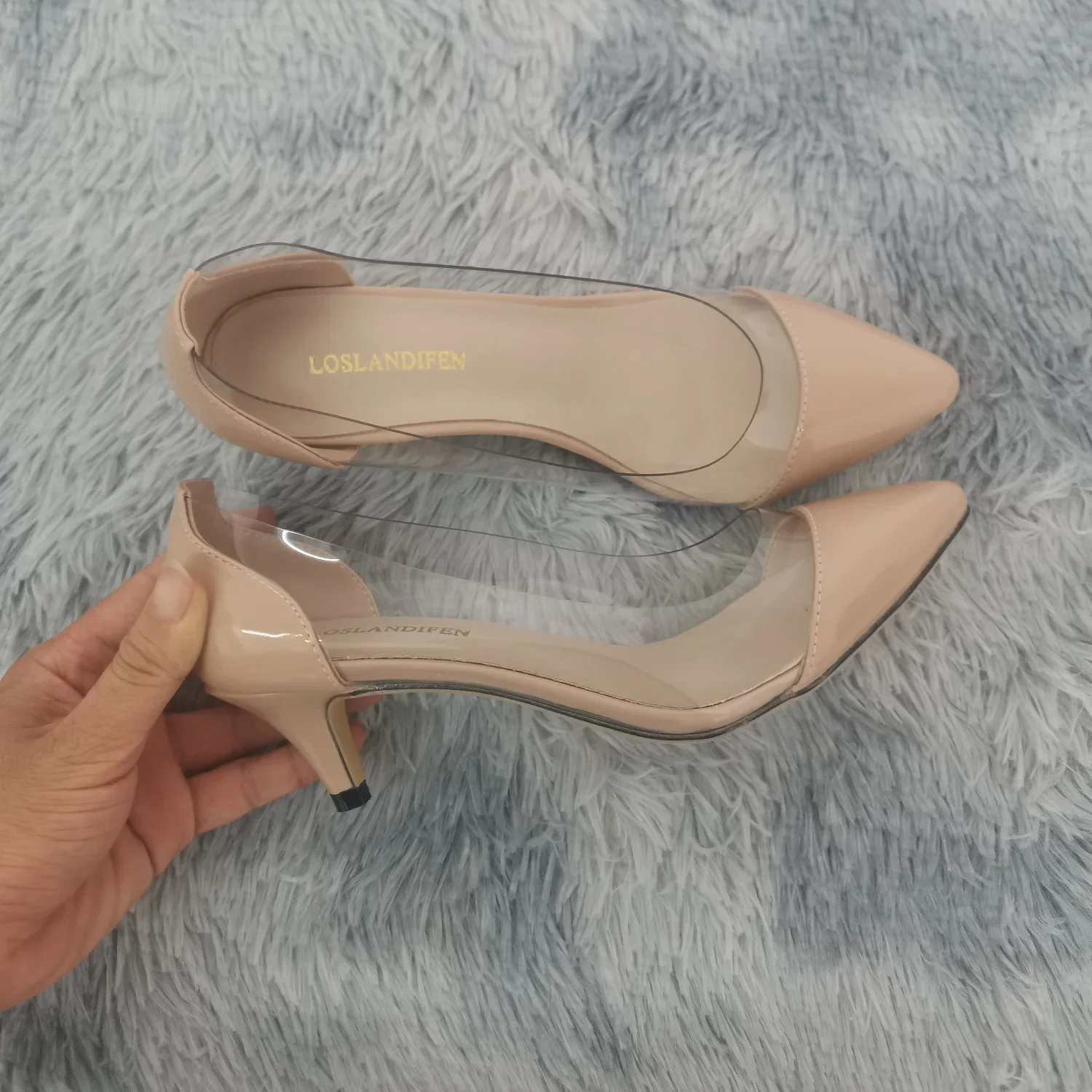 Women Pumps 2026 Spring Autumn Sexy Transparent PVC 5cm Low Heel Fashion Pointed Toe Slip-on High Heels Party Wedding Shoes