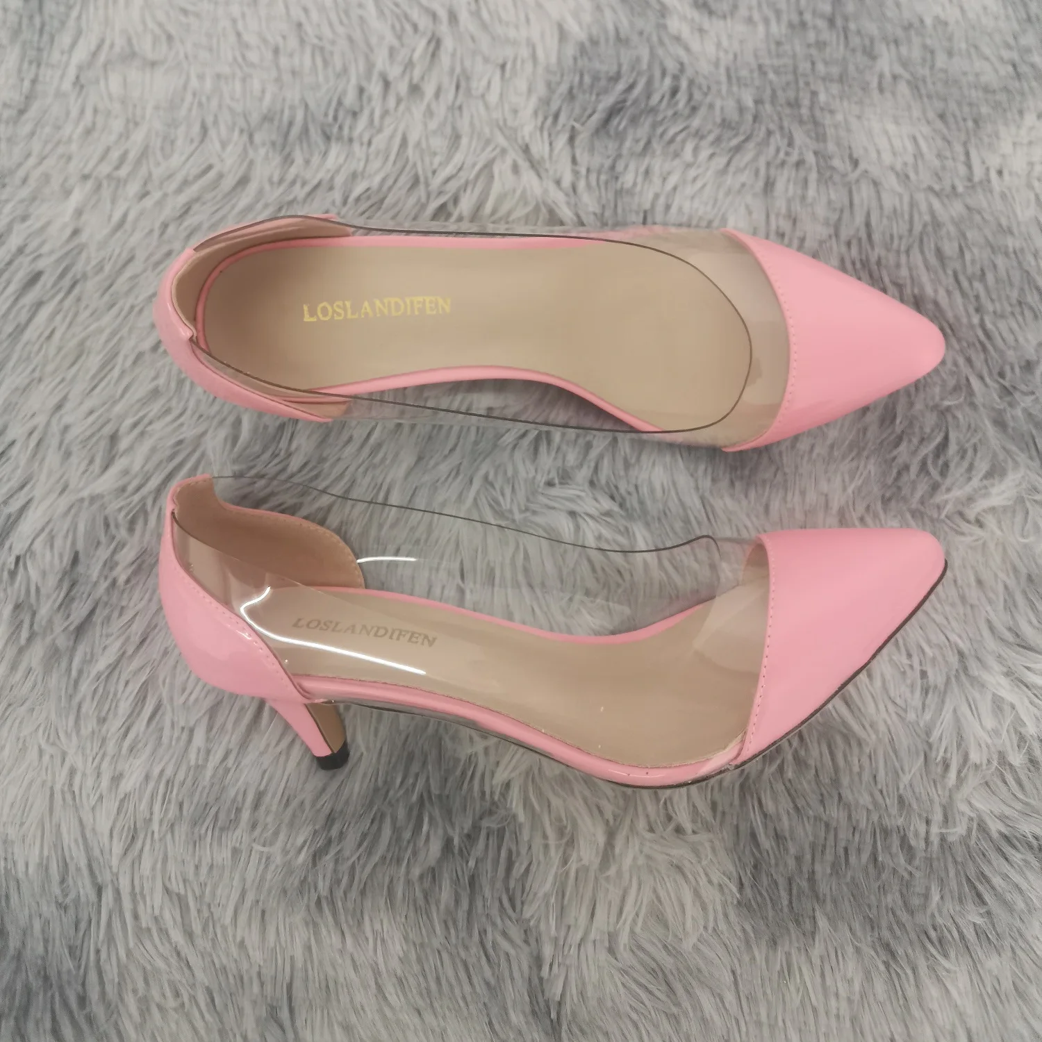 Women Pumps 2026 Spring Autumn Sexy Transparent PVC 5cm Low Heel Fashion Pointed Toe Slip-on High Heels Party Wedding Shoes