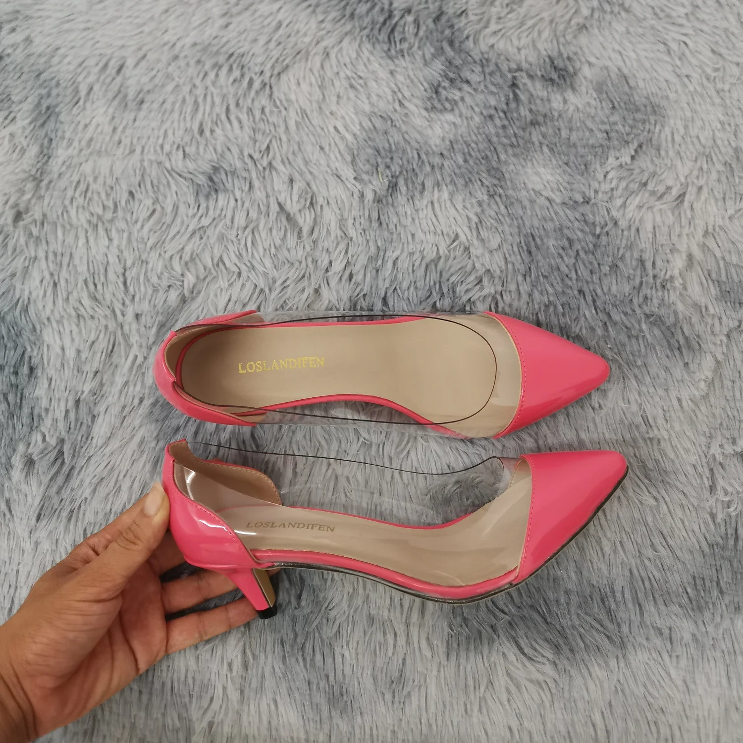 Women Pumps 2026 Spring Autumn Sexy Transparent PVC 5cm Low Heel Fashion Pointed Toe Slip-on High Heels Party Wedding Shoes