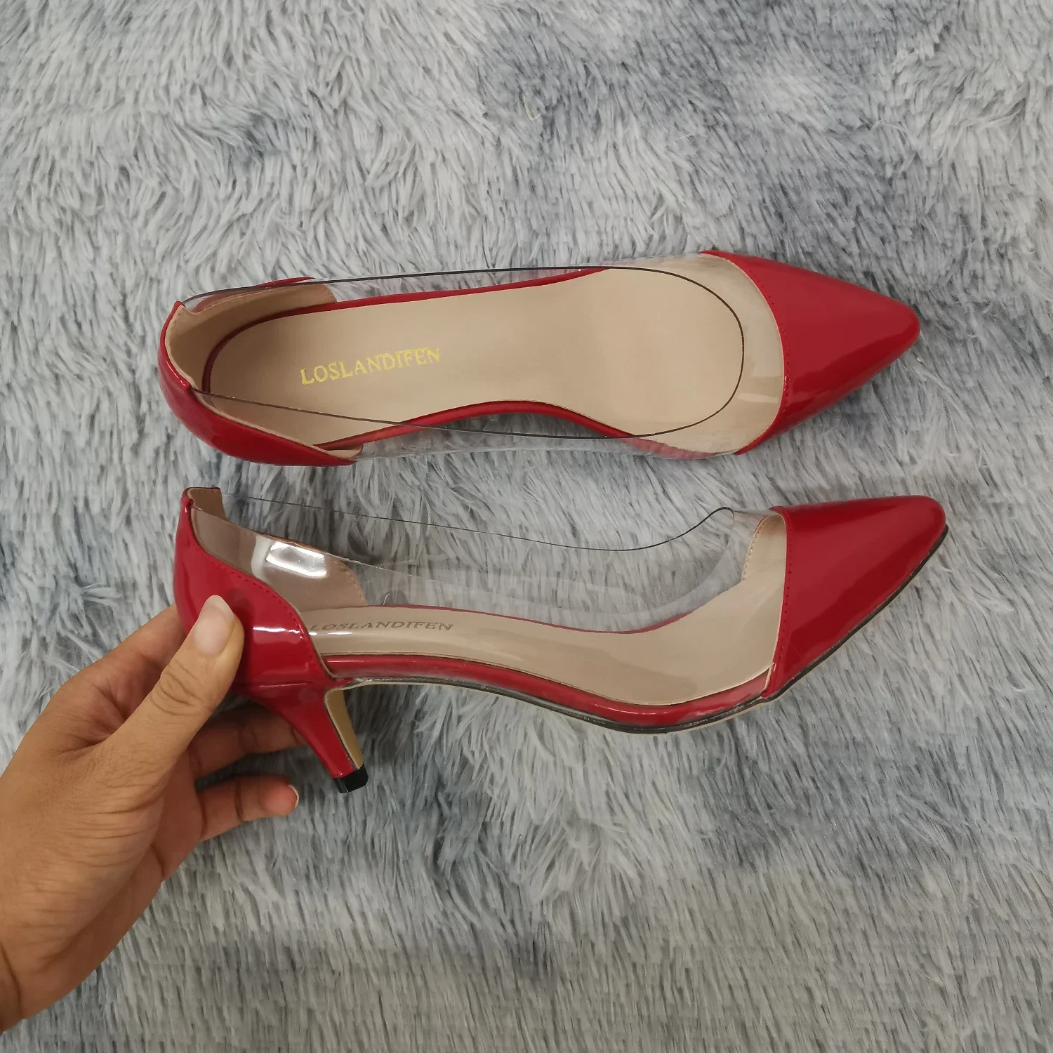 Women Pumps 2026 Spring Autumn Sexy Transparent PVC 5cm Low Heel Fashion Pointed Toe Slip-on High Heels Party Wedding Shoes