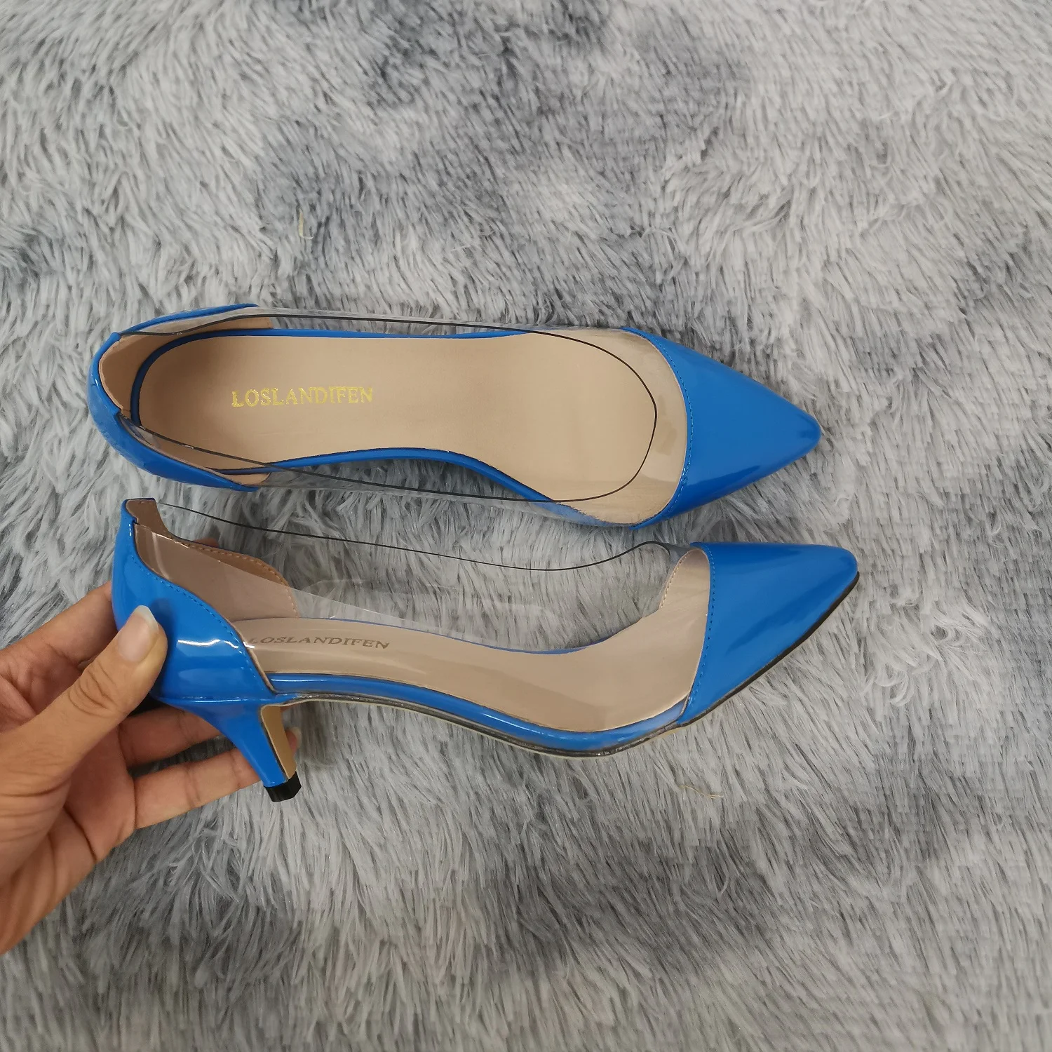 Women Pumps 2026 Spring Autumn Sexy Transparent PVC 5cm Low Heel Fashion Pointed Toe Slip-on High Heels Party Wedding Shoes