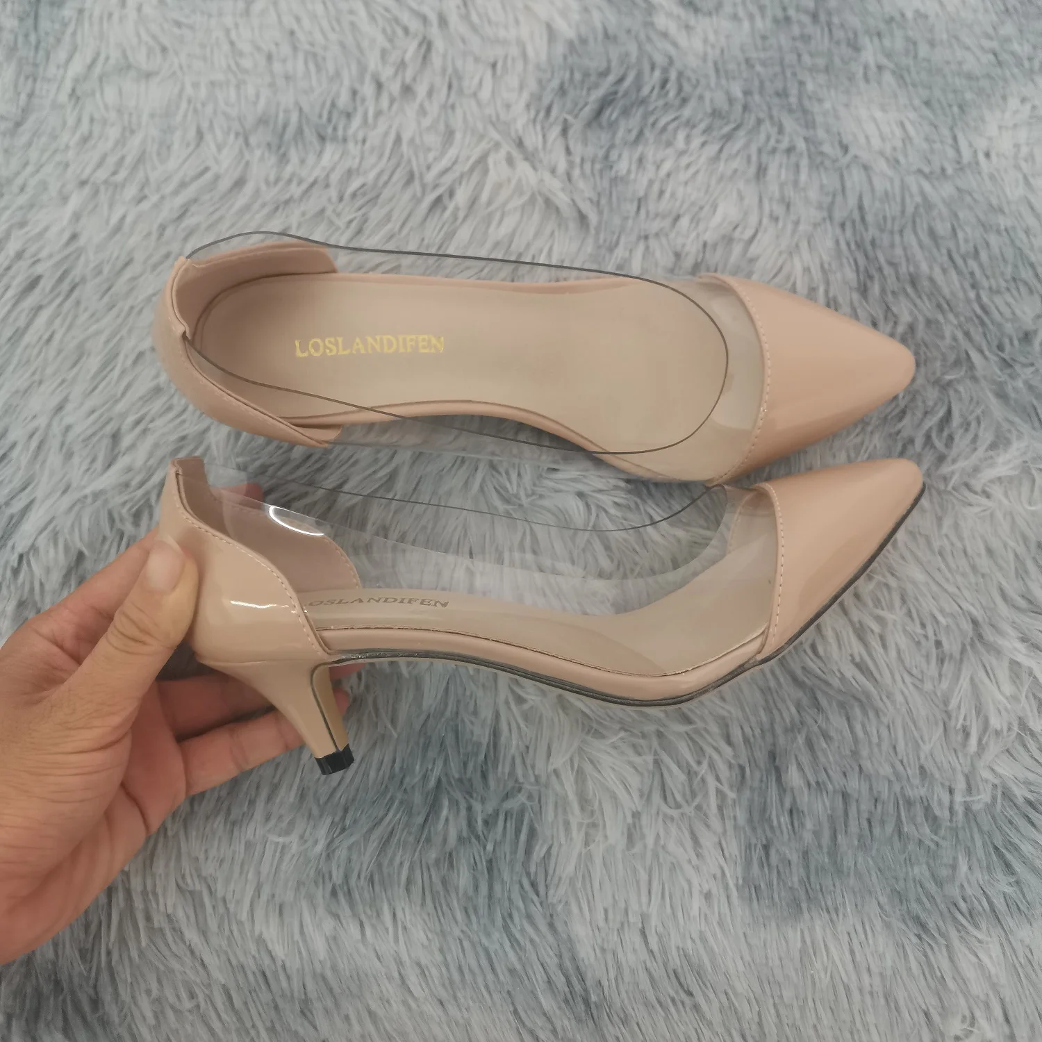 Women Pumps 2026 Spring Autumn Sexy Transparent PVC 5cm Low Heel Fashion Pointed Toe Slip-on High Heels Party Wedding Shoes