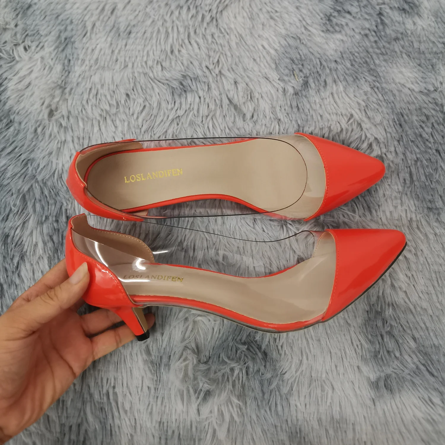 Women Pumps 2026 Spring Autumn Sexy Transparent PVC 5cm Low Heel Fashion Pointed Toe Slip-on High Heels Party Wedding Shoes