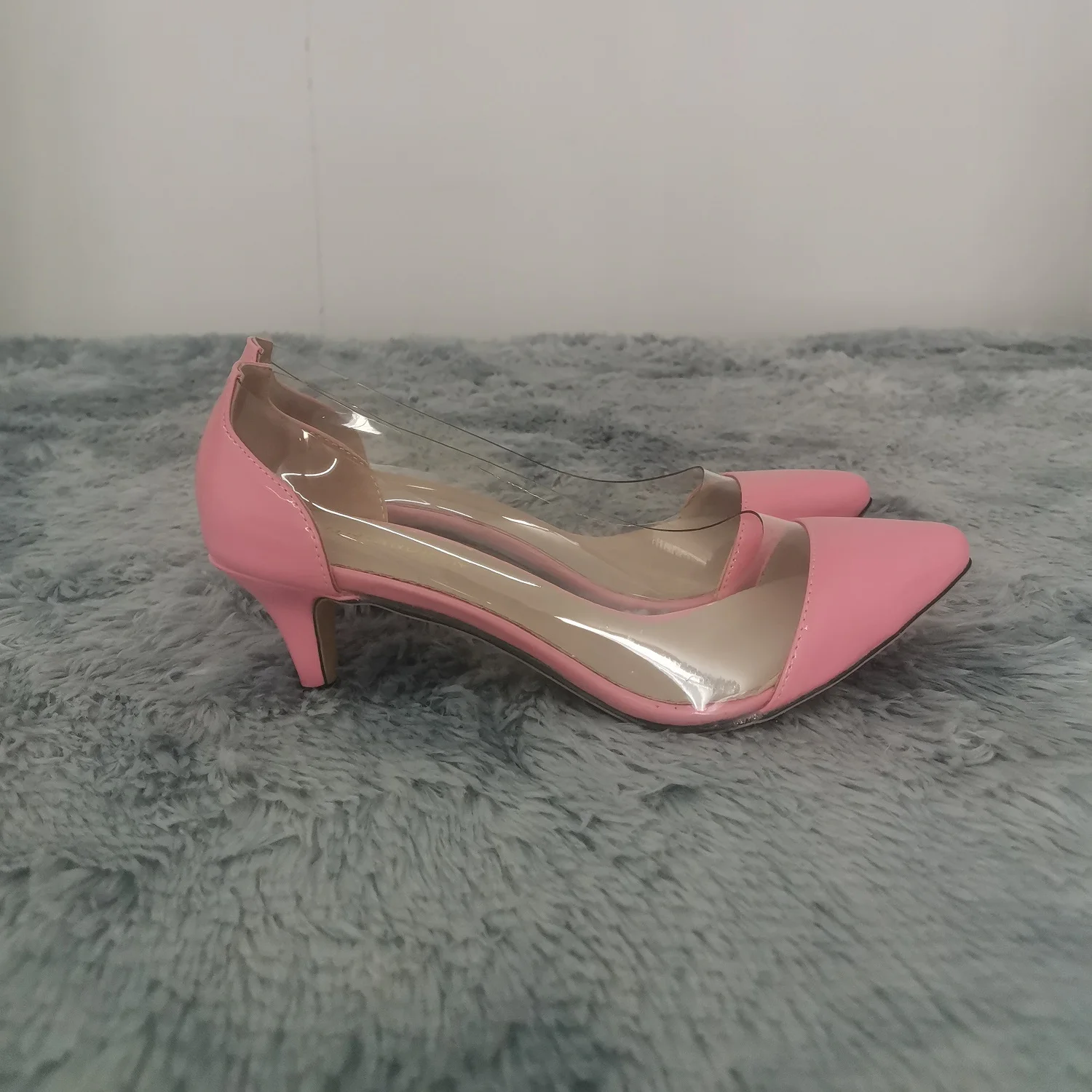 Women Pumps 2026 Spring Autumn Sexy Transparent PVC 5cm Low Heel Fashion Pointed Toe Slip-on High Heels Party Wedding Shoes