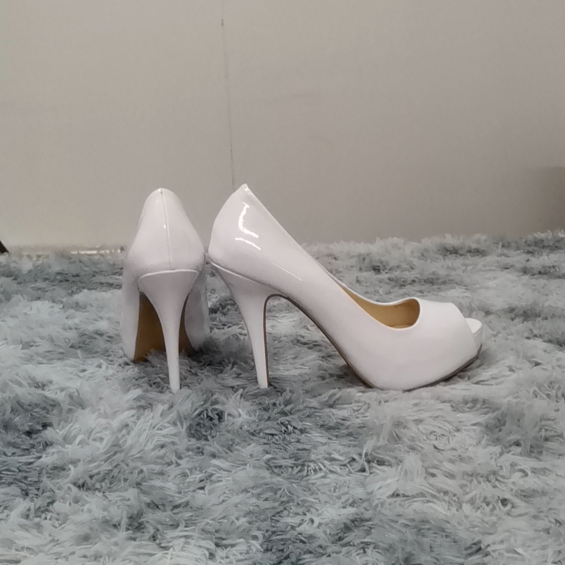 Women Pumps Fashion Sexy Open Toe 12cm Thin Heels Platform Super Patent Leather High Heels  Gladiator Party Dress Wedding Shoes