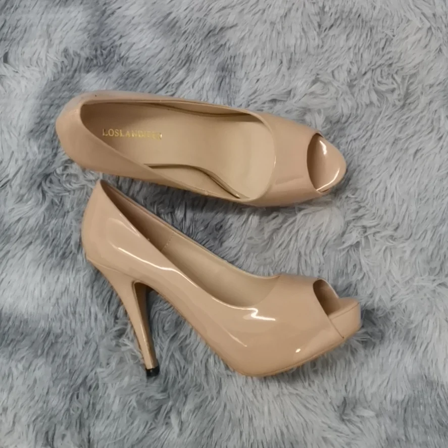 Women Pumps Fashion Sexy Open Toe 12cm Thin Heels Platform Super Patent Leather High Heels  Gladiator Party Dress Wedding Shoes