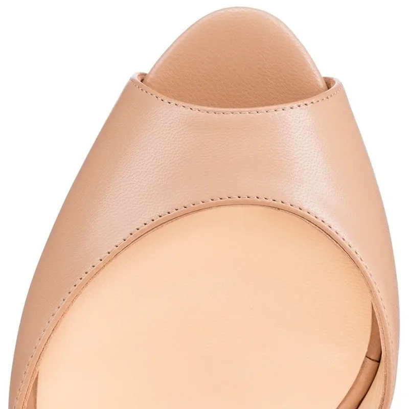 Women Pumps Nightclub Sandal Ultra Fashion Sexy 14cm Super High Heels Leather Platform Ankle Strap Sandals Red Wedding Shoes