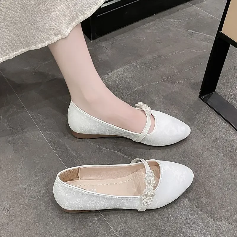 Shoes for Women White One-line Buckle Low Heel Elegant Woman Flats Mary Jane Cheap Clearance Lastest Price Casual On Offer Y2k Shoes for Women White One-line Buckle Low Heel Elegant Woman Flats Mary Jane Cheap Clearance Lastest Price Casual On Offer Y2k