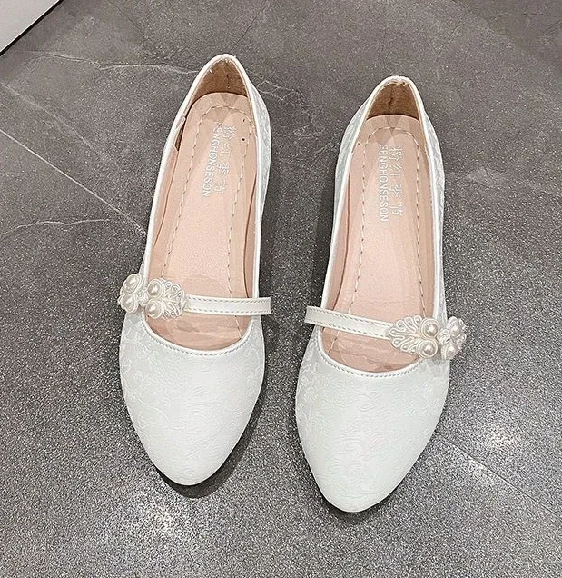Shoes for Women White One-line Buckle Low Heel Elegant Woman Flats Mary Jane Cheap Clearance Lastest Price Casual On Offer Y2k
