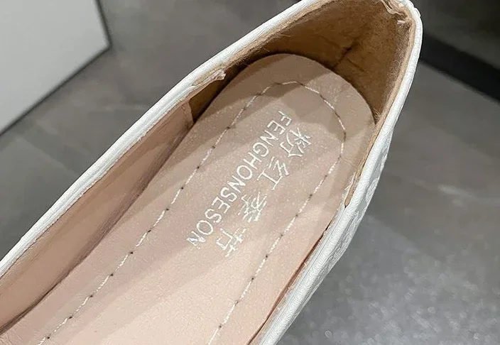 Shoes for Women White One-line Buckle Low Heel Elegant Woman Flats Mary Jane Cheap Clearance Lastest Price Casual On Offer Y2k